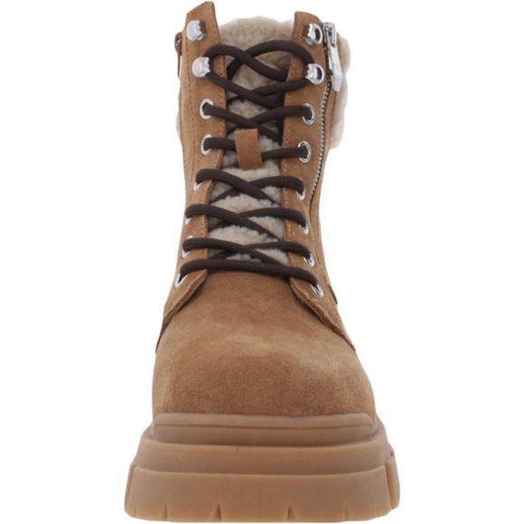 Marc Fisher Aboli Brown Suede Faux Fur Combat Ankle Boots Women’s Size 9.5 - Picture 10 of 16